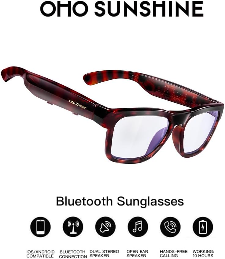 OhO sunshine Smart Glasses Unisex,Polarized Glasses with Bluetooth Speaker,Athletic/Outdoor UV Protection and Voice Control - Image 2