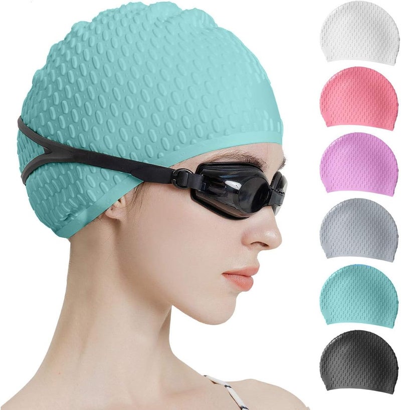 Tripsky Silicone Swim Cap,Comfortable Bathing Cap Ideal for Curly Short Medium Long Hair, Swimming Cap for Women and Men, Shower Caps Keep Hairstyle Unchanged… - Image 1