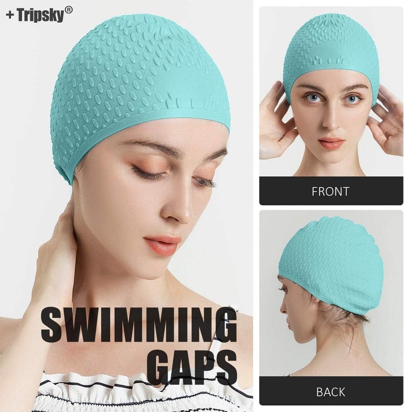Tripsky Silicone Swim Cap,Comfortable Bathing Cap Ideal for Curly Short Medium Long Hair, Swimming Cap for Women and Men, Shower Caps Keep Hairstyle Unchanged… - Image 5