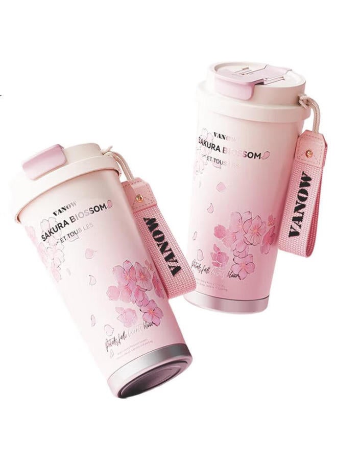 Vanow Cherry Blossom Insulated Mug For Women New Style, Coffee Ceramic Inner Liner, Straw Cup, Graduation Gift For Teachers - Image 3
