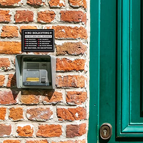 FTONENI No Soliciting Sign for House, Do Not Ring Bell or Knock Signs for Home, Use for Office or Business Front Door Warning Reminder Signs, Apartment Porch Entrances Wall Decor Use 4" x 6" - PZA04 - Image 2