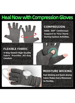 Depend Arthritis Compression Gloves, Women Men For Carpal Tunnel, Rheumatoid, Tendonitis, Fingerless For Computer Typing And Daily Work For Pain Relief - (1 Pair M)  - Image 3