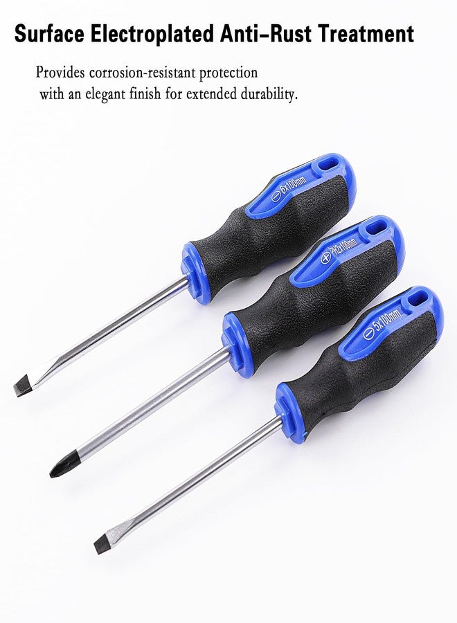Navegando 6-Piece Magnetic Screwdriver Set with Cr-V Steel, Non-Slip Handle for Home Repair, Electronics, Woodworking - Phillips & Slotted Bits (PH2, PH1, PH0, 6mm, 5mm, 3mm). - Image 4