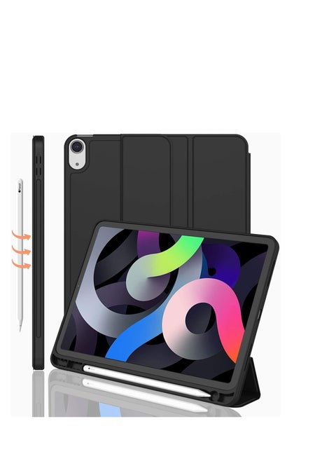 Smart Case For iPad Air 5 (10.9 inch, 2022) 4th Generation Flip Cover Leather Case Soft TPU Back And Trifold Stand With Auto Sleep - Black
