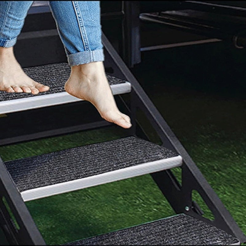 4 Pieces RV Hook and Loop Fastening Motorhome Step Stair Mat Anti-Slip Travel Trailer Stair Rug for Pet Owners, 24inch, B-4pcs - Image 3