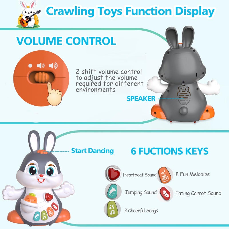 MOONTOY Easter Bunny Musical Toy for 1 +Year Old, Baby Crawling Toys 6 to 12 Months, Baby Easter Gifts for Girls Boys Dancing Toys for 6 7 8 9 10 12 18 Months, Baby Easter Basket Stuffers - Image 4