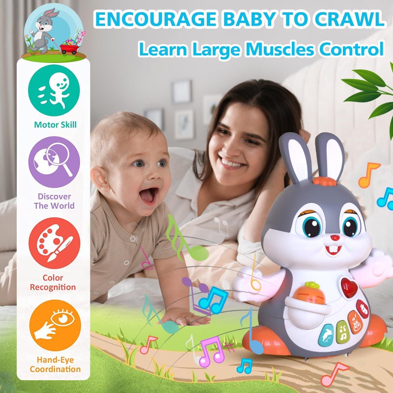 MOONTOY Easter Bunny Musical Toy for 1 +Year Old, Baby Crawling Toys 6 to 12 Months, Baby Easter Gifts for Girls Boys Dancing Toys for 6 7 8 9 10 12 18 Months, Baby Easter Basket Stuffers - Image 2