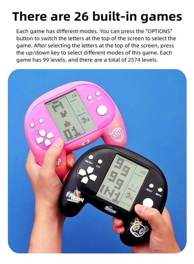 JXD Handle Brick Game Console 4.1Inch Great Grip Feeling 2574 in 1 Retro Puzzle Block Games Handheld Game Player for Travel/Indoor/Outdoor Children/Students/Teens/Birthday (Black) - Image 4