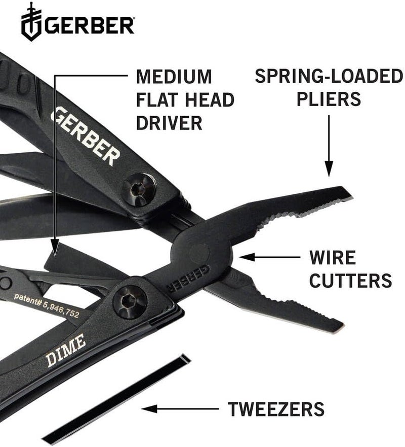 Gerber Gear Dime 12-in-1 Mini EDC Multitool - Needle Nose Pliers, Pocket Knife, Keychain, Bottle Opener - Gifts for Men, EDC Gear and Equipment - Black - Image 4