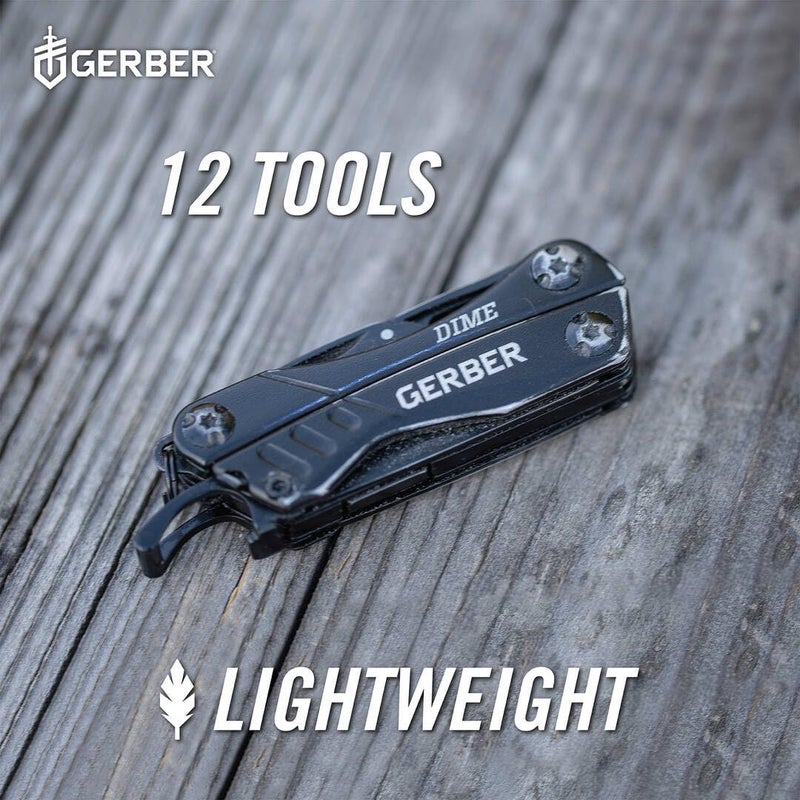 Gerber Gear Dime 12-in-1 Mini EDC Multitool - Needle Nose Pliers, Pocket Knife, Keychain, Bottle Opener - Gifts for Men, EDC Gear and Equipment - Black - Image 5