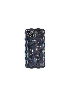 Solid Color Electroplated Water Corrugated IPhone16promax Phone Case Apple 15/14 16e Advanced Sense-Color:xym Wave Meteorite Plating Blue-Applicable Model:12promax (without Packaging)
