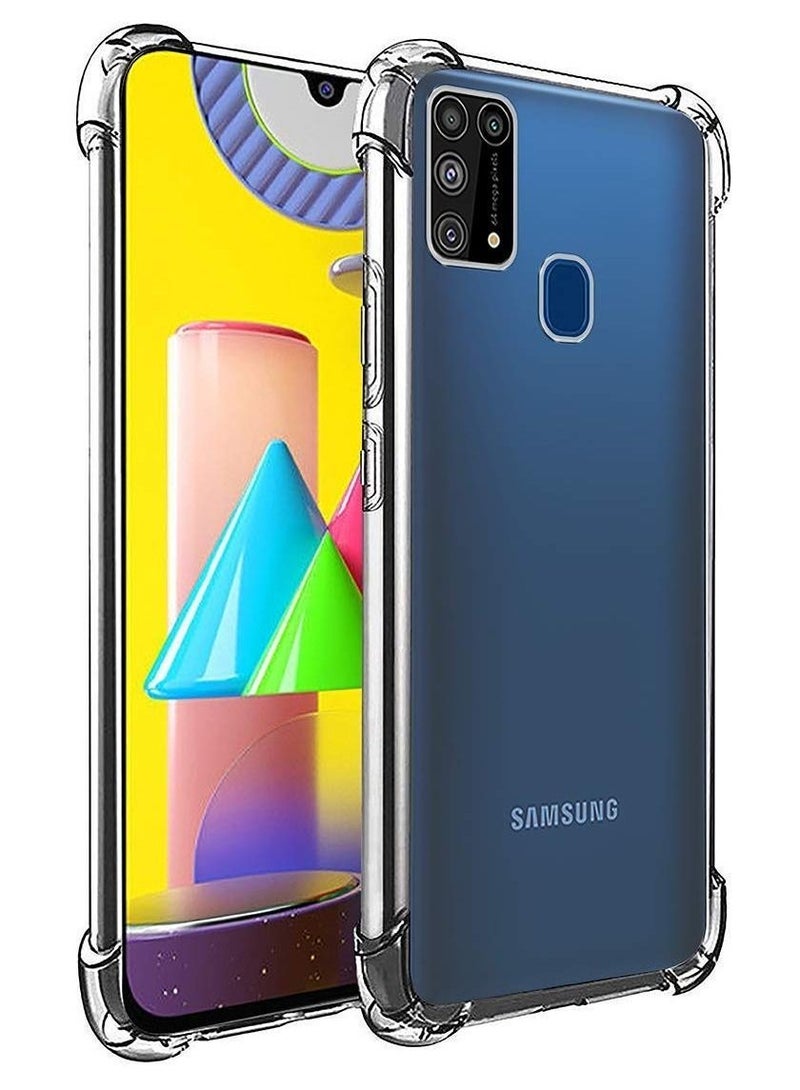 CATANES Samsung Galaxy M31 Case Clear Shockproof Back Cover Transparent Airbag Bumper Corner Protection Anti-Fall Soft TPU PC Case 6.4 inch - Image 2