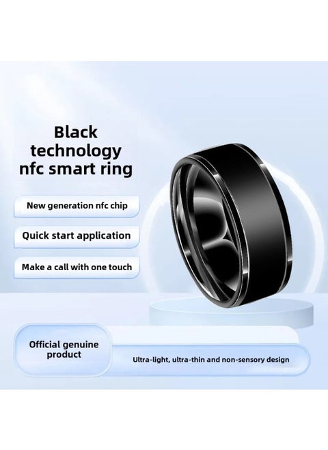 NFC Ring Black Technology Ring Solar Multi-function Bluetooth Ring Access Card Ring Waterproof Does Not Fade-Color:Nfc Smart Black Size 11 Finger Circumference 64.6mm