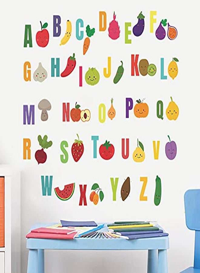 Maaghi Cartoon Animals - Dinosaur - Fruit with ABCD English Alphabets Kids Education Nursery Pre School Wall Sticker (Multicolor,Size - 90 Cm X 29 Cm) (ABC-Fruit) - Image 1