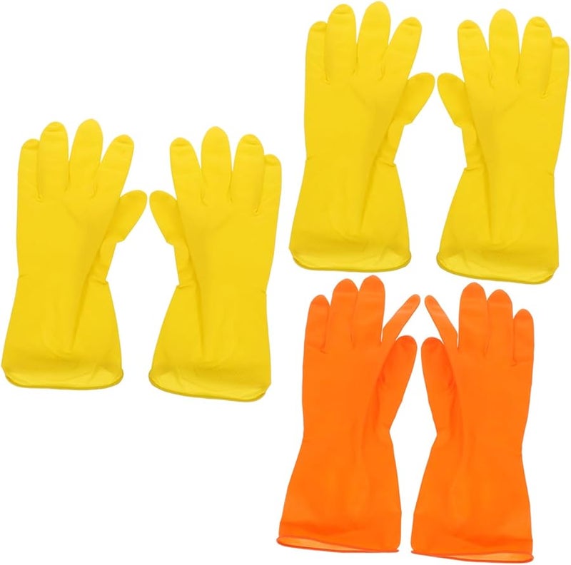 VALICLUD Medium Latex Cleaning Gloves 3 Pairs Textured Grip Kitchen Dishwashing Household Gardening - Image 1