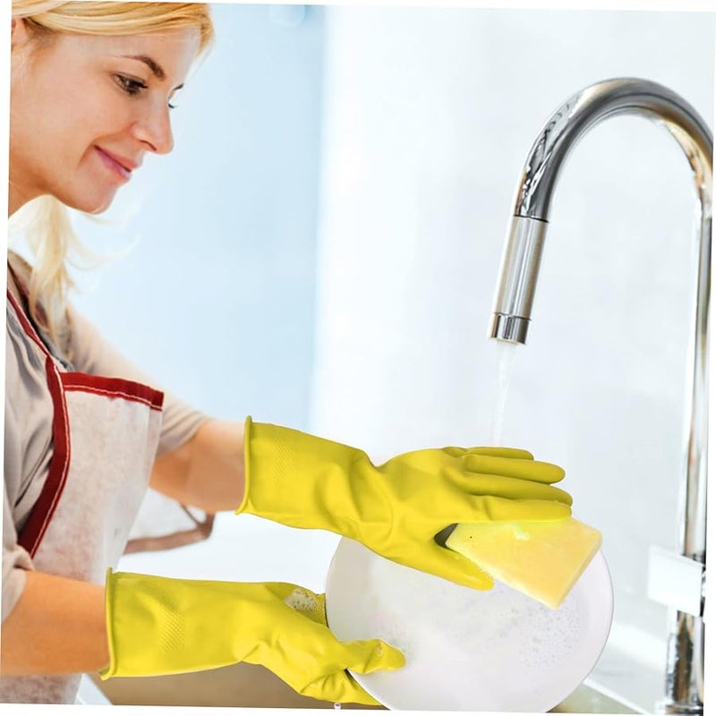 VALICLUD Medium Latex Cleaning Gloves 3 Pairs Textured Grip Kitchen Dishwashing Household Gardening - Image 5