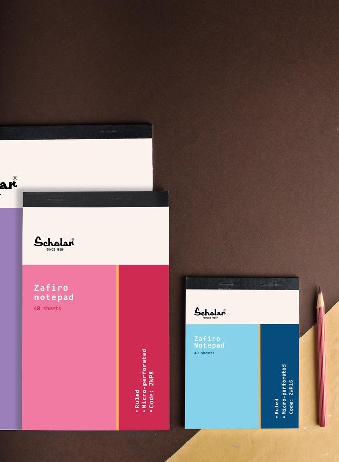 Scholar Zafiro Writing Pad - 80 GSM Paper | 40 Sheets Each | Writing Paper for Neat & Comfortable Writing | Ideal for Office, School, College, Meetings, Notes, Practice & Daily Use | Writing Pad for Students & Professionals (A6) (Pack of 10) - Image 1