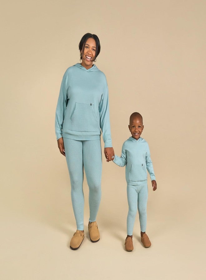 Modern Moments by Gerber Baby Girls' Mommy and Me Hooded Waffle Sweater Knit Top and Legging Set, Medium Sky, 18 Months - Image 4