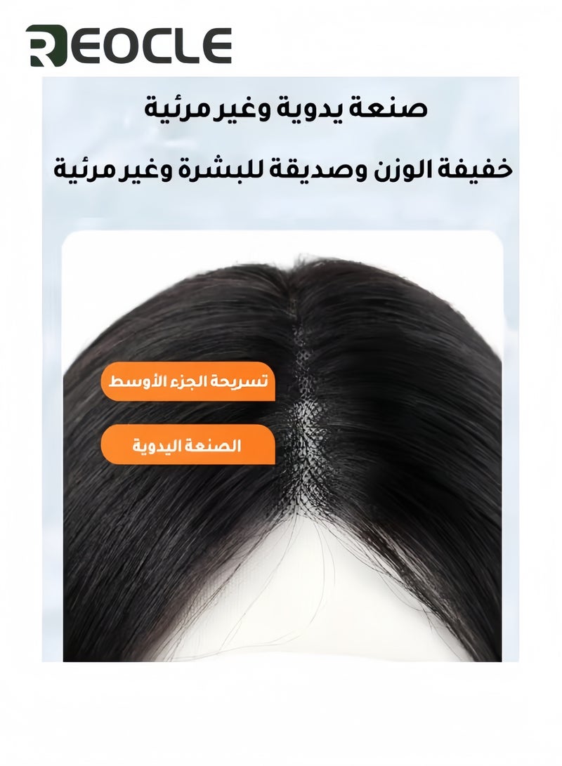 ريوكل باروكات شعر مستعار طويل مجعد للنساء شعر مستعار أسود مجعد طبيعي مجعد شعر مستعار صناعي مقاوم للحرارة مع غرة وغطاء شعر مستعار للارتداء اليومي للحفلات التنكرية 55 سم - Image 4