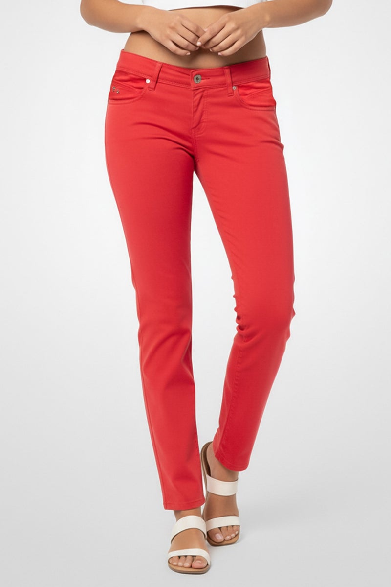Harmont & Blaine Women Regular Fit Brand Logo Chino Pants, Red - Image 1