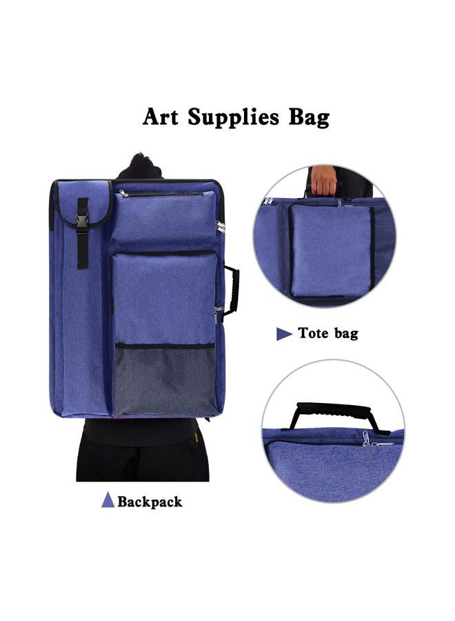TreochtFUN Art Portfolio Case 18 X 24,art Portfolio With Backpack & Tote Bag For Artwork,medium Art Case Size, Blue, Artist Portfolio Case - Image 2