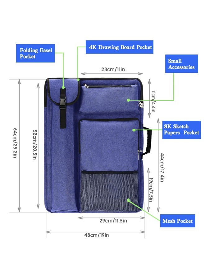 TreochtFUN Art Portfolio Case 18 X 24,art Portfolio With Backpack & Tote Bag For Artwork,medium Art Case Size, Blue, Artist Portfolio Case - Image 4
