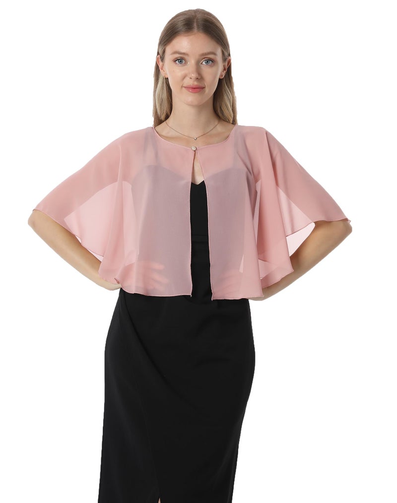 Hotshawl Chiffon Capelet Women's Soft capes Shawls and Wraps for Evening Dress Wedding Cape Cover Up (Blush) - Image 3