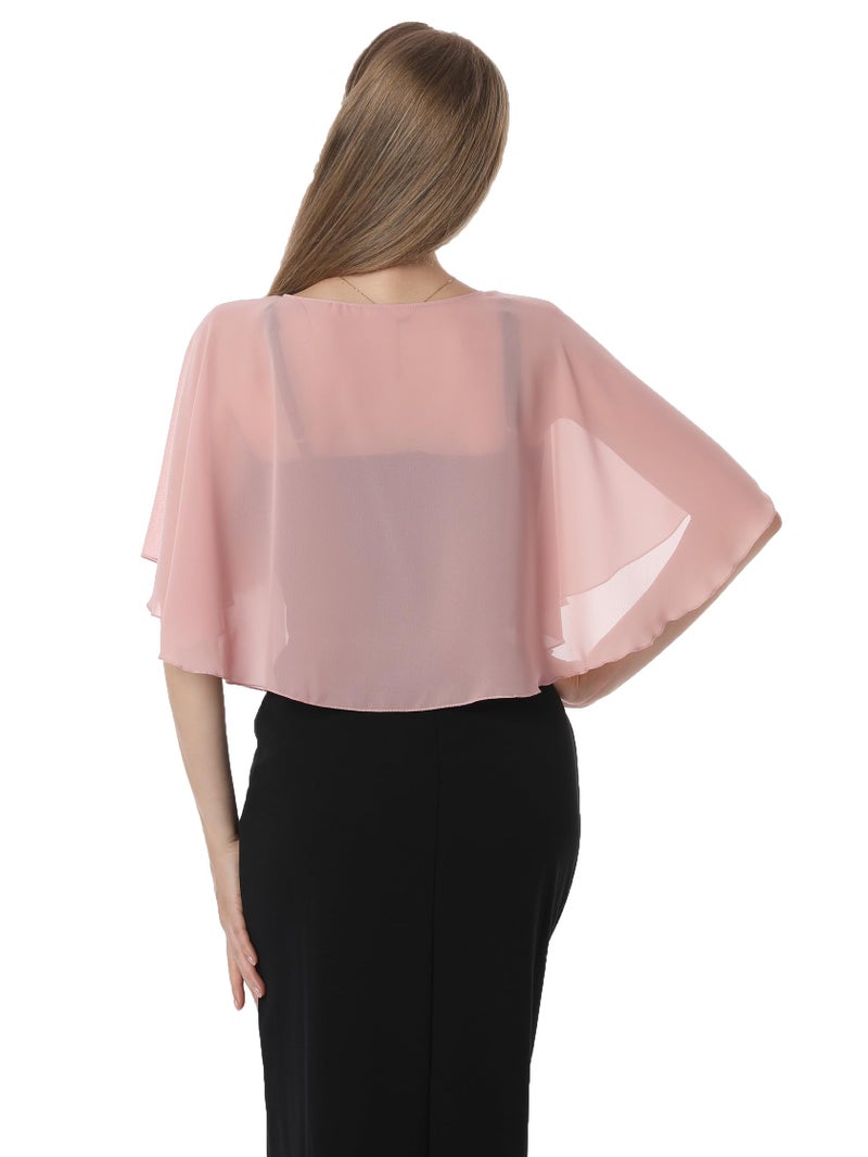 Hotshawl Chiffon Capelet Women's Soft capes Shawls and Wraps for Evening Dress Wedding Cape Cover Up (Blush) - Image 5