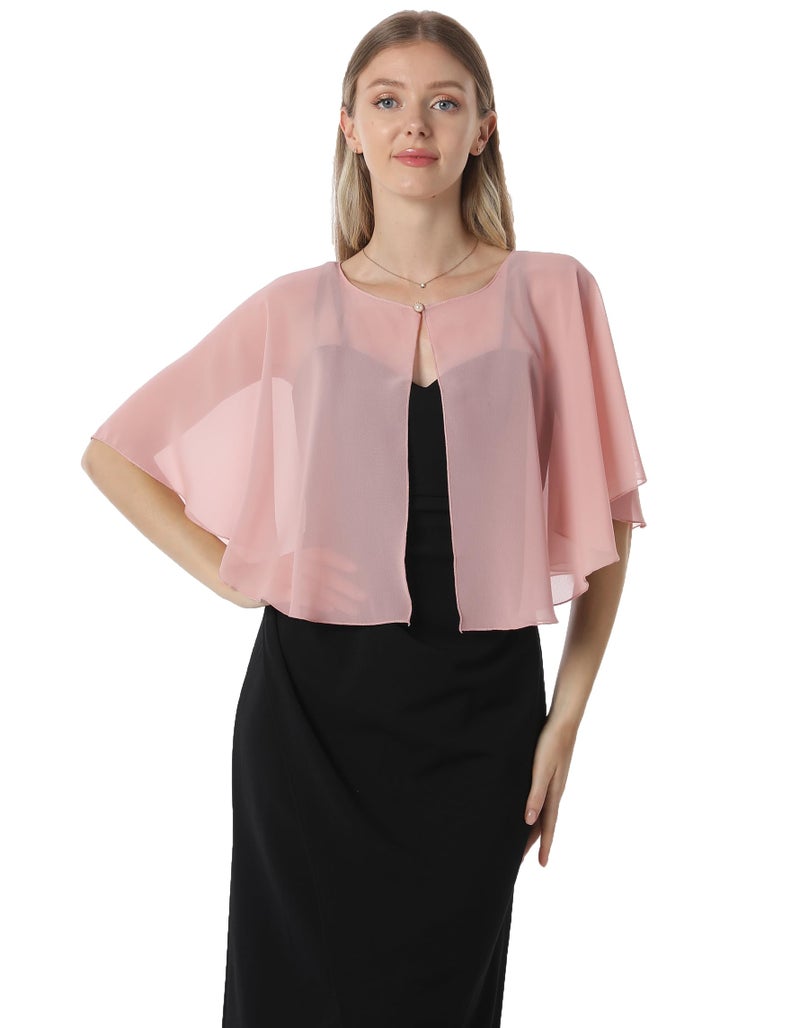Hotshawl Chiffon Capelet Women's Soft capes Shawls and Wraps for Evening Dress Wedding Cape Cover Up (Blush) - Image 1