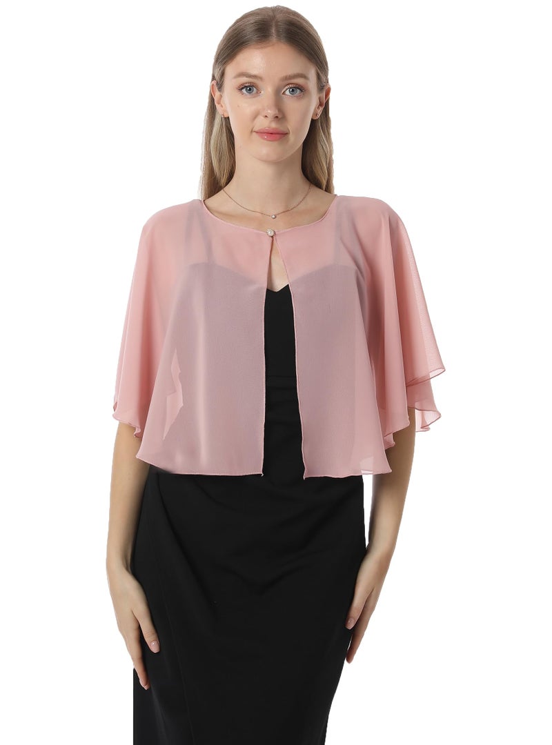 Hotshawl Chiffon Capelet Women's Soft capes Shawls and Wraps for Evening Dress Wedding Cape Cover Up (Blush) - Image 4