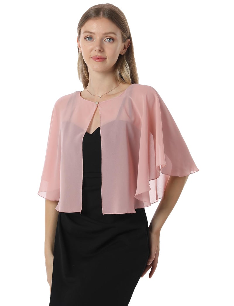 Hotshawl Chiffon Capelet Women's Soft capes Shawls and Wraps for Evening Dress Wedding Cape Cover Up (Blush) - Image 2