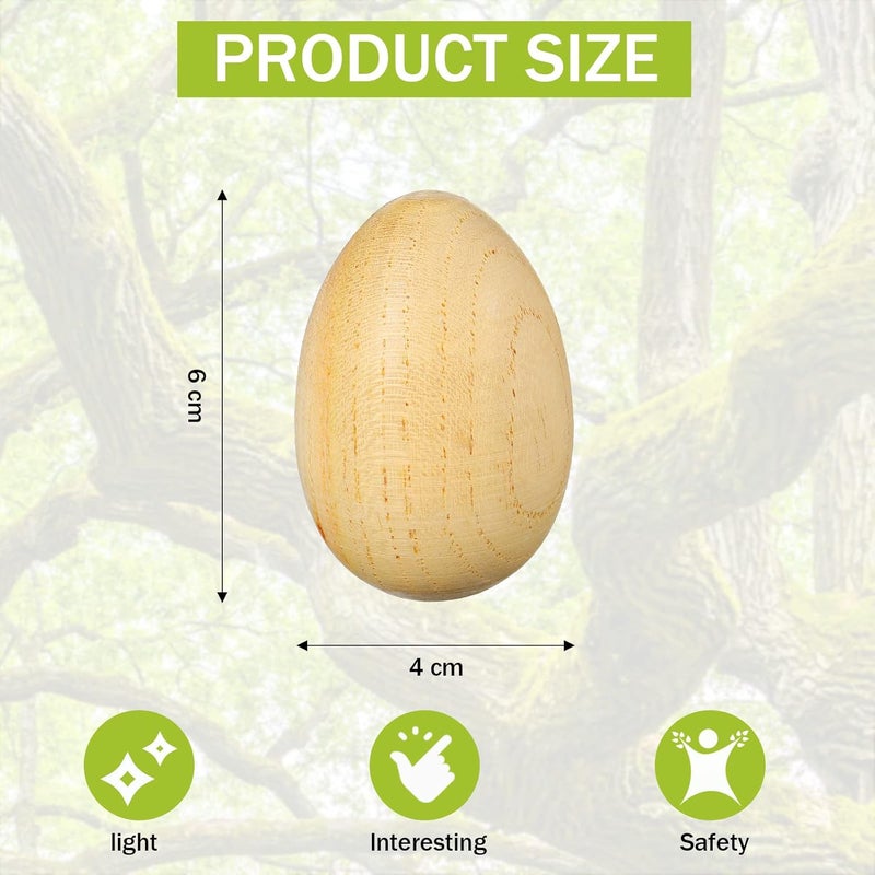 Skylety 2 Pcs Wood Egg Shakers Musical Percussion Instrument Natural Wooden Egg Maracas Music Maraca Percussion Shakers for Musical Education Party Classroom Prizes - Image 3