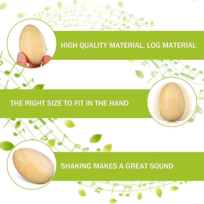 Skylety 2 Pcs Wood Egg Shakers Musical Percussion Instrument Natural Wooden Egg Maracas Music Maraca Percussion Shakers for Musical Education Party Classroom Prizes - Image 2