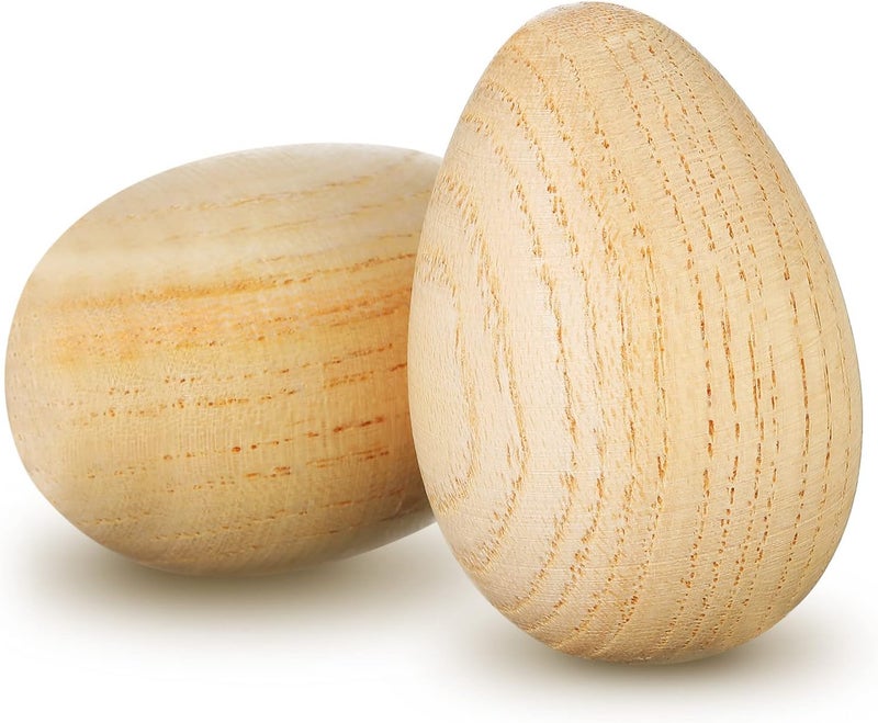 Skylety 2 Pcs Wood Egg Shakers Musical Percussion Instrument Natural Wooden Egg Maracas Music Maraca Percussion Shakers for Musical Education Party Classroom Prizes - Image 1