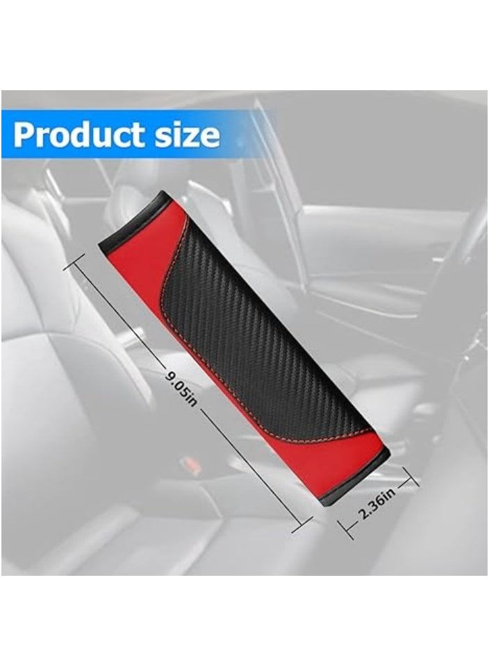 2PCS Car Seat Belt Cover, Carbon Fiber Safety Seatbelt Shoulder Strap Covers, Breathable Leather Soft Harness Pad Protect Your Neck and Shoulder Compatible with Cars - Image 3
