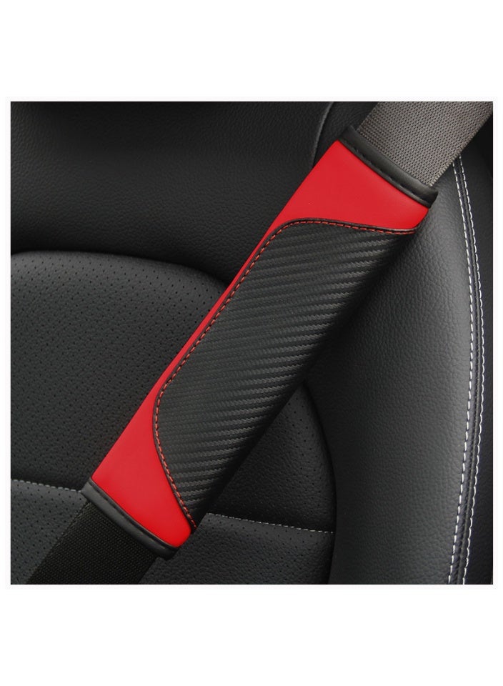 2PCS Car Seat Belt Cover, Carbon Fiber Safety Seatbelt Shoulder Strap Covers, Breathable Leather Soft Harness Pad Protect Your Neck and Shoulder Compatible with Cars - Image 1