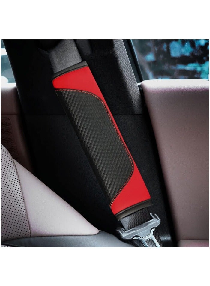2PCS Car Seat Belt Cover, Carbon Fiber Safety Seatbelt Shoulder Strap Covers, Breathable Leather Soft Harness Pad Protect Your Neck and Shoulder Compatible with Cars - Image 4