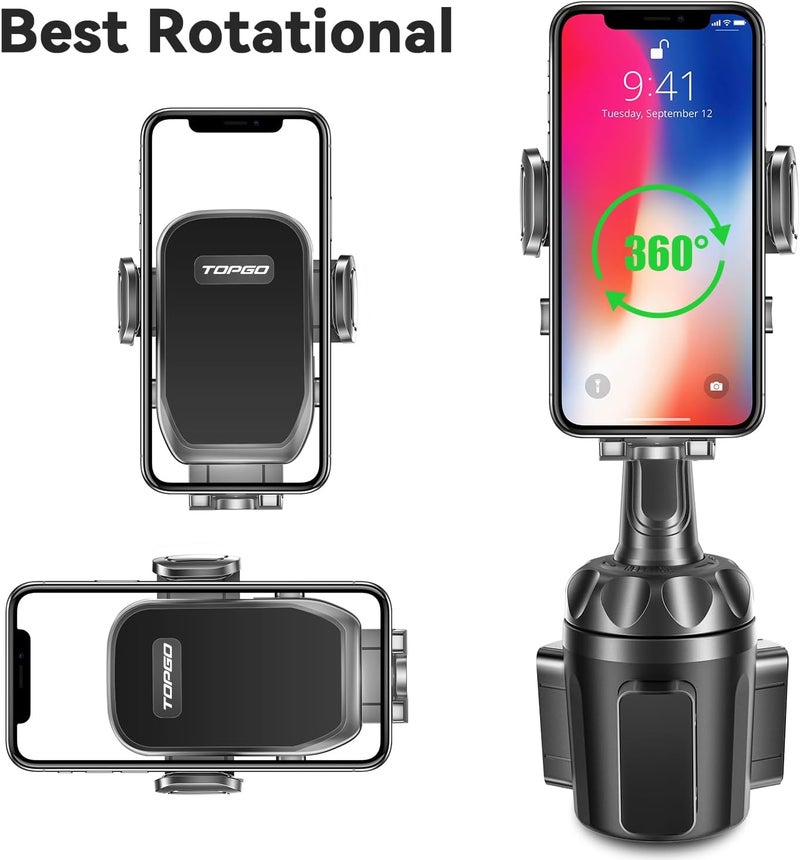 TOPGO [Upgraded] Car Cup Holder Phone Mount Adjustable Automobile Cup Holder Smart Phone Cradle Car Mount for iPhone XR/XS Max/X/8/7 Plus/6s/Samsung Galaxy S10+/Note 9/S8 Plus/S7 Edge(Black) - Image 4