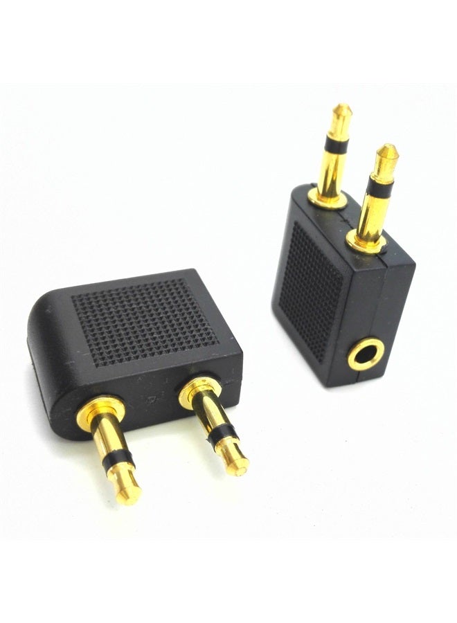 2Pack Golden Plated Airline Airplane Flight Headphone Adapters,3.5mm to 2 x 3.5mm Airplane Airline Travel Headphone Earphone Adapter.