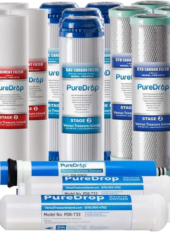 Pure Drop PDR-F15-50 Replacement Water Filter Pack, White - Image 1