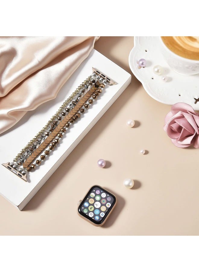 MOFREE Beaded Bracelet Compatible with Apple Watch Band Series 11/10/9/8/7, Fashion Stretch Women Bands for iWatch Series SE/6/5/4/3/2/1 iPhone Watch Strap Bands 42/44/45/49/46mm Coffee - Image 2
