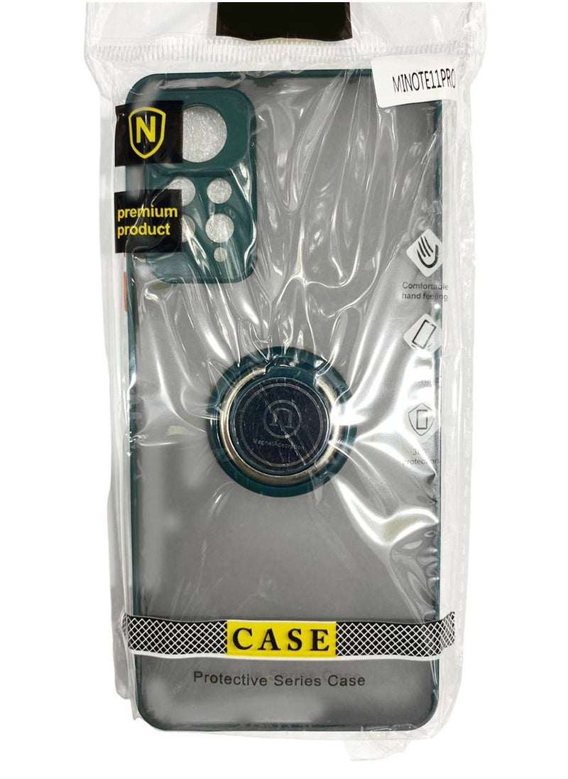 erorex Protective Case Cover For MI Note 11 Pro With Magnetic Ring Holder Green  - Image 2