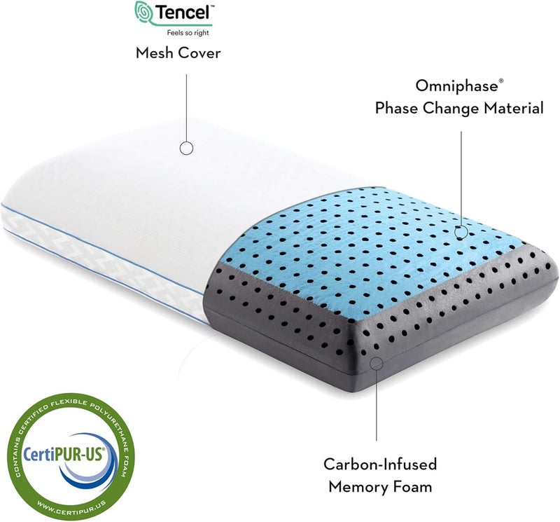 MALOUF Z CARBONCOOL LT Plus OMNIPHASE Phase Change Material Memory Foam Pillow King Pack of 1 Carbon - Image 2