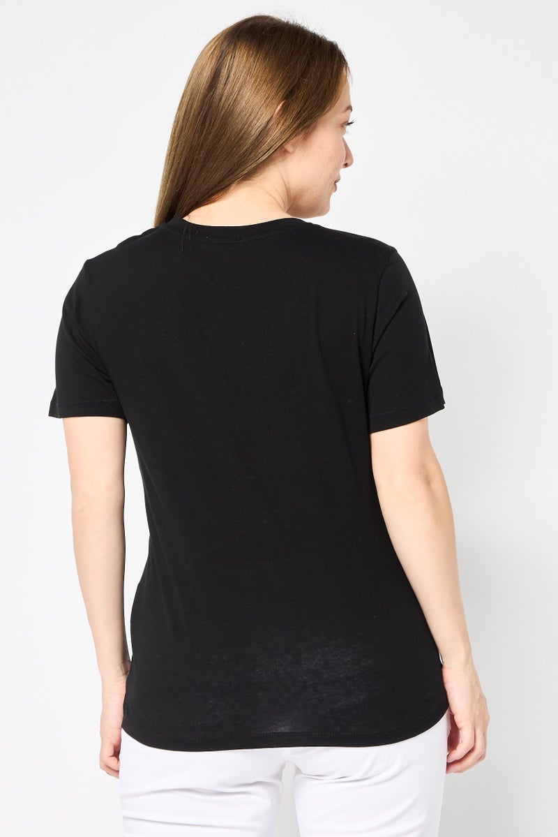 Replay Women Crew Neck Short Sleeves Brand Logo T-Shirt, Black - Image 4