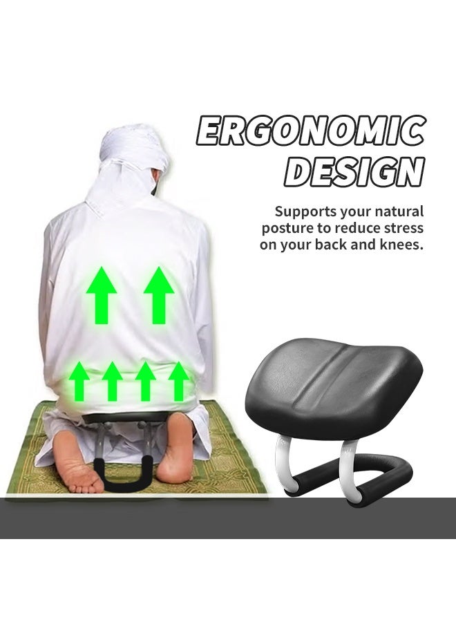 Portable Prostration Chair Prayer Chair, Adjustable Height Meditation Chair, Yoga Chair Stool with Soft Cushion, Sujood Prayer Chair, Prostration Support Stool for Home Office Mosque Travel Black  - Image 4