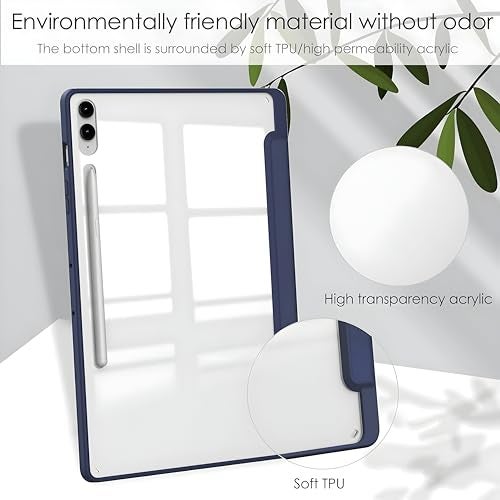 ProElite Cover for Samsung Galaxy Tab S9 FE Plus/S9 Plus/S10+ 12.4 inch Case, Smart Flip Case Cover for Samsung Galaxy Tab S9 FE+/S9 Plus/S10+ 12.4 inch with S Pen holder, Dark Blue [Transparent back] - Image 2