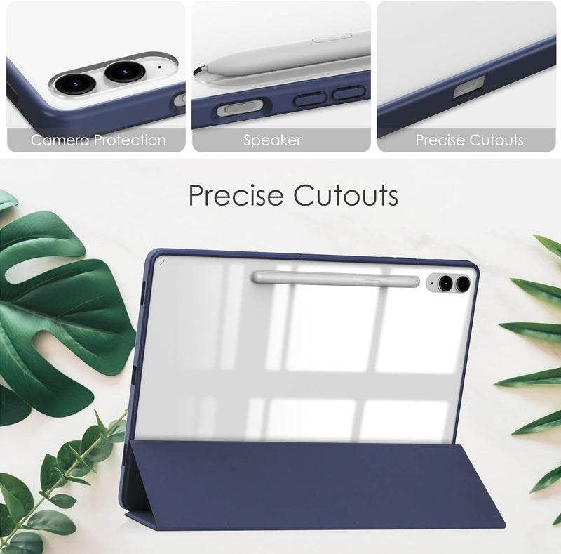 ProElite Cover for Samsung Galaxy Tab S9 FE Plus/S9 Plus/S10+ 12.4 inch Case, Smart Flip Case Cover for Samsung Galaxy Tab S9 FE+/S9 Plus/S10+ 12.4 inch with S Pen holder, Dark Blue [Transparent back] - Image 5