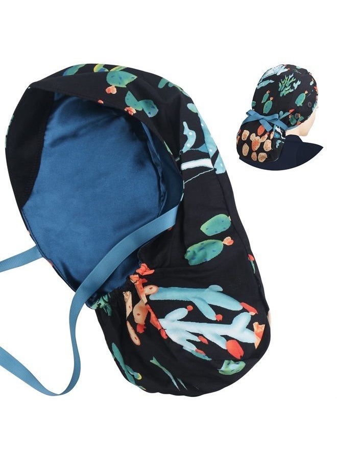 ABAMERICA Ponytail Scrub Caps for Women-Surgical Caps Nurse Hat with Functional Ponytail Holder for Long Hair Choose from Many Colors,Single or Satin-Lined  - Image 1