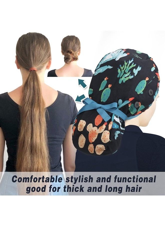 ABAMERICA Ponytail Scrub Caps for Women-Surgical Caps Nurse Hat with Functional Ponytail Holder for Long Hair Choose from Many Colors,Single or Satin-Lined  - Image 3
