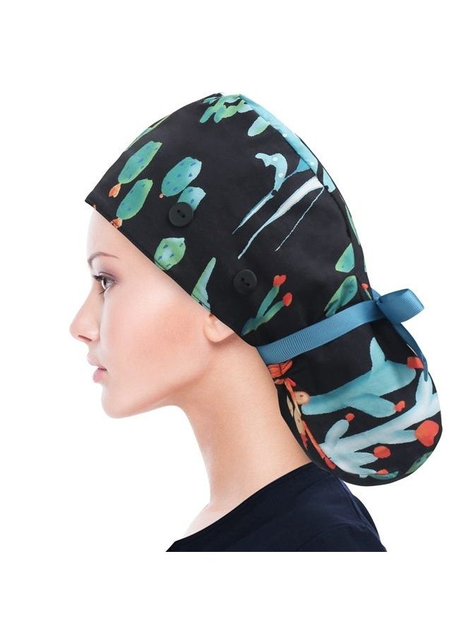 ABAMERICA Ponytail Scrub Caps for Women-Surgical Caps Nurse Hat with Functional Ponytail Holder for Long Hair Choose from Many Colors,Single or Satin-Lined  - Image 2